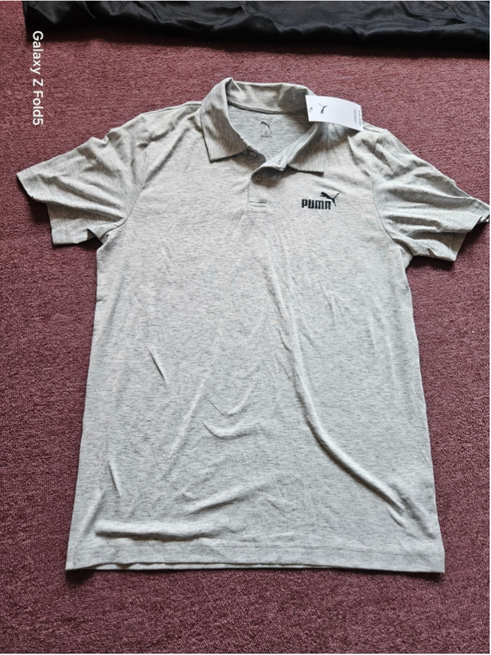 Men's Puma Polo Shirt Size S Grey Black Logo